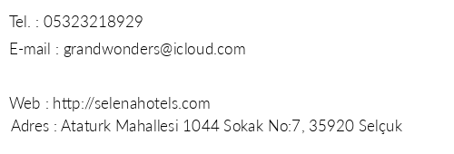 Selena Hotel telefon numaralar, faks, e-mail, posta adresi ve iletiim bilgileri